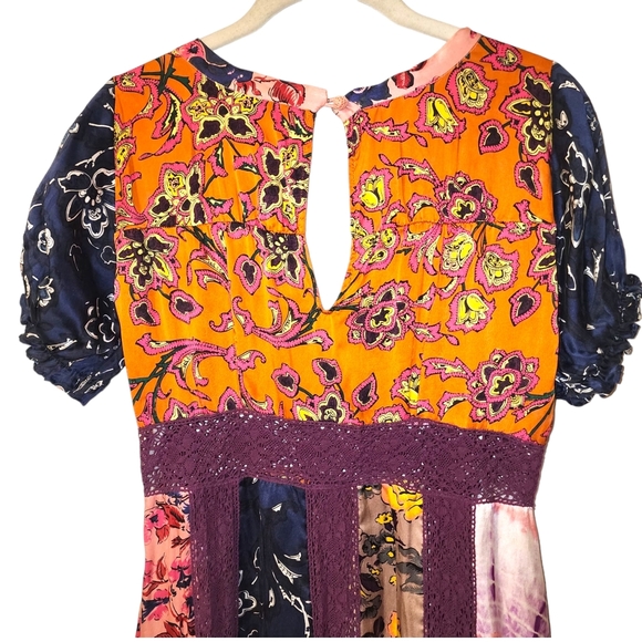 Odd Molly Silk Patchwork Midi Dress | Size Small - Picture 3 of 13